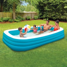 Play Day 10 Foot Inflatable Family Swimming Pool, Blue/White   565916645